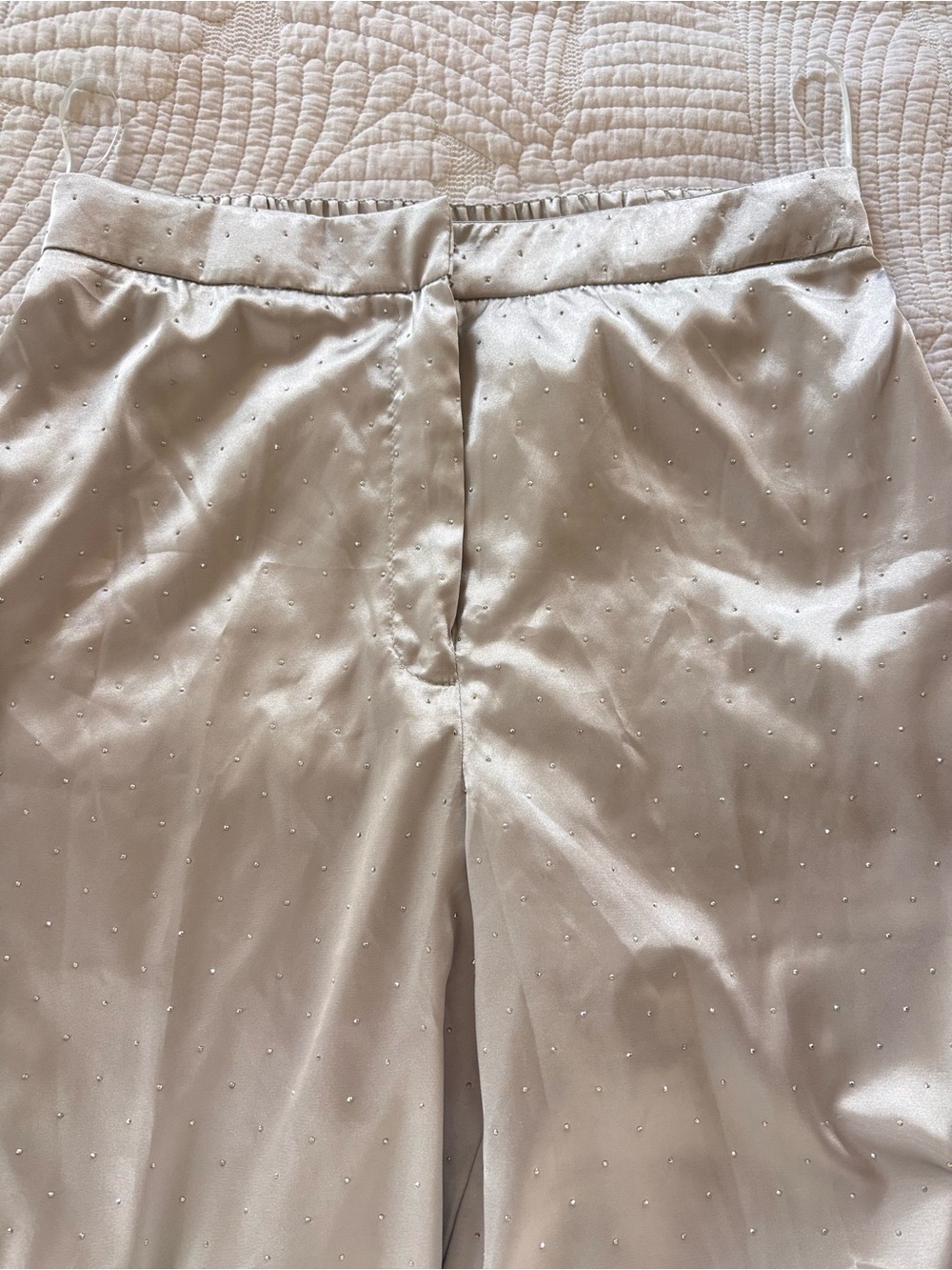Peach Couture silver Satin Wide-Leg Pants - Picture 3 of 7